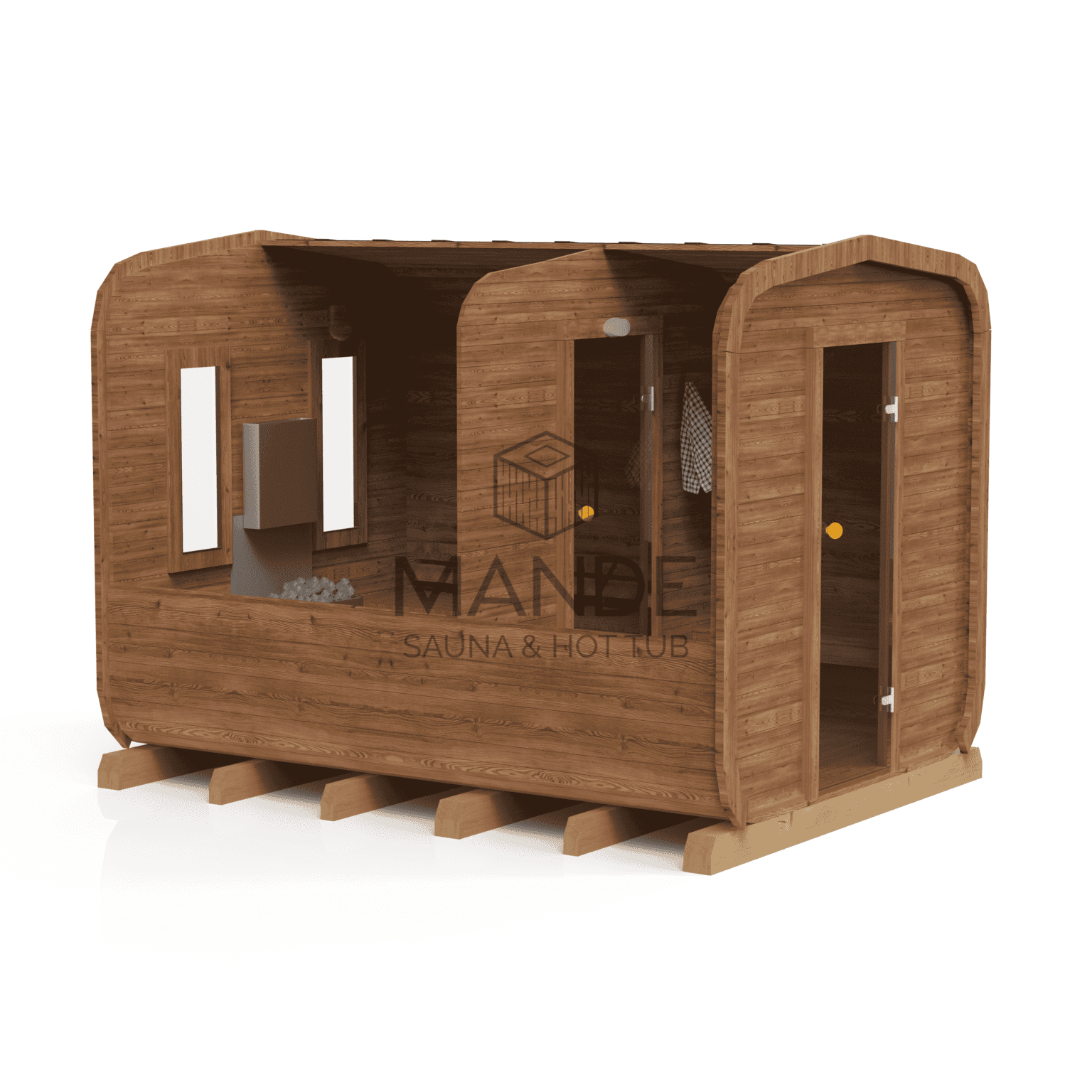 Sauna CUBE 3,5M s predsieňou – Termodrevo - 1