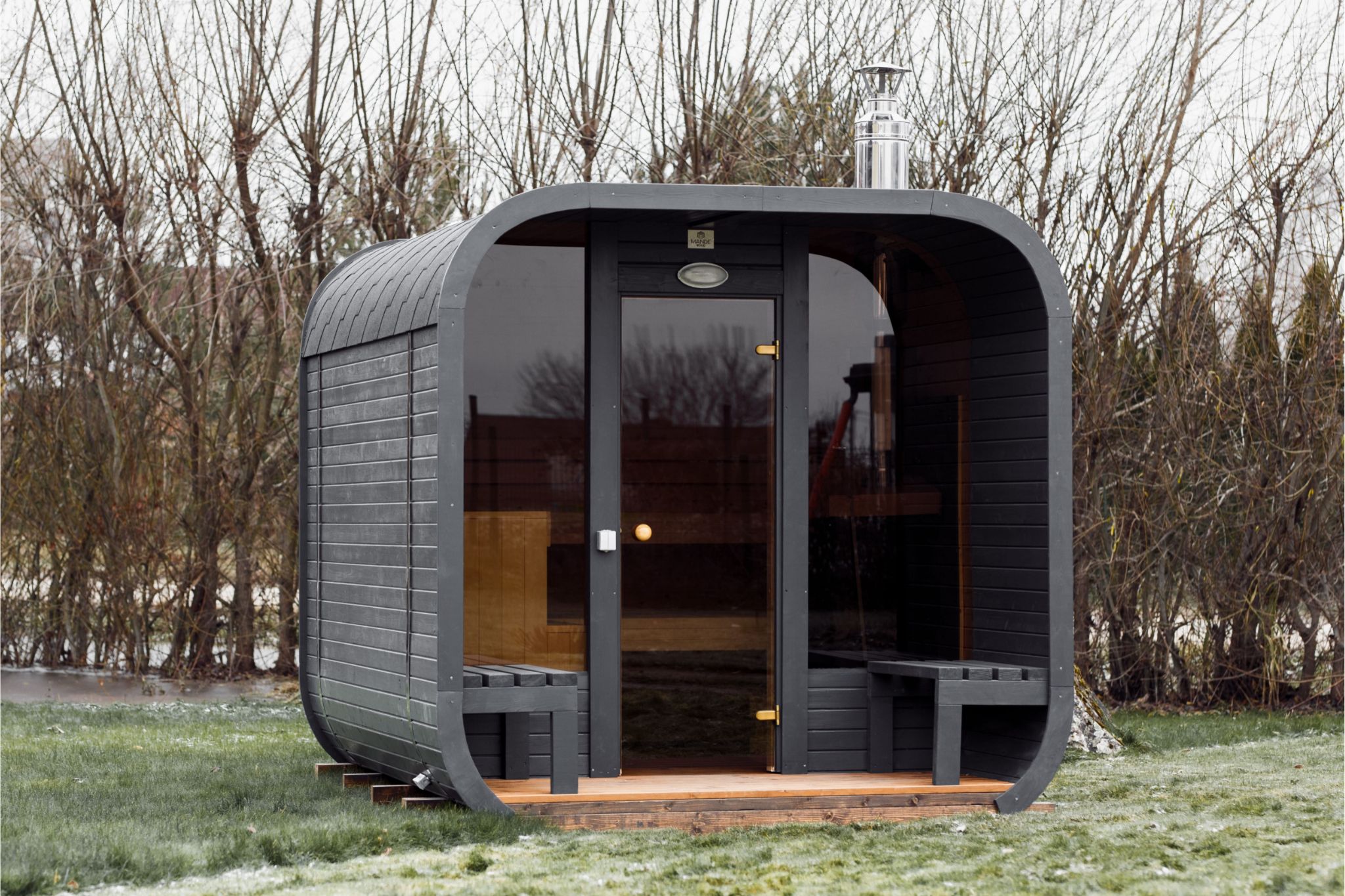 Sauna CUBE 3M s terasou - 1 Sauna CUBE 3M s terasou